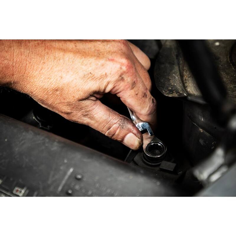 GEARWRENCH 7/16 in. 90-Tooth 12 Point Stubby Flex Combination Ratcheting Wrench - 86872