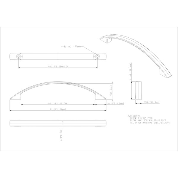 Elements By Hardware Resources 128 mm Center-to-Center Satin Bronze Arched Somerset Cabinet Pull - 81065-SBZ