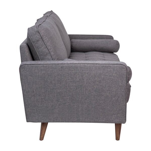 Flash Furniture Dark Gray Faux Linen Upholstered Tufted Sofa - IS-PS100-DKGY-GG