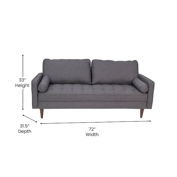 Flash Furniture Dark Gray Faux Linen Upholstered Tufted Sofa - IS-PS100-DKGY-GG