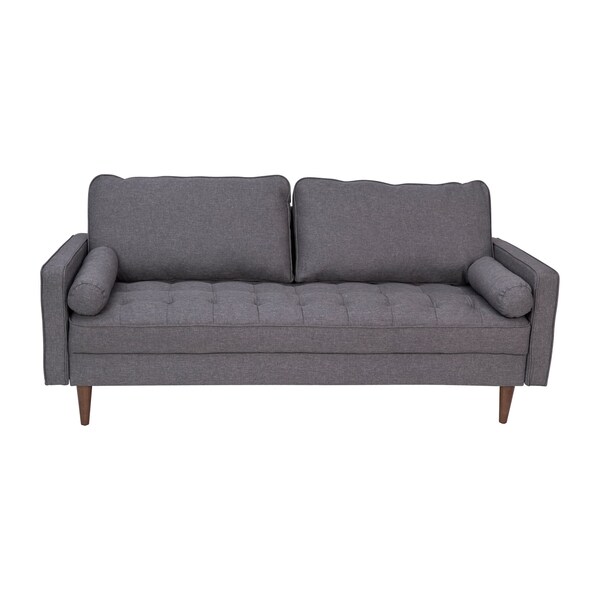 Flash Furniture Dark Gray Faux Linen Upholstered Tufted Sofa - IS-PS100-DKGY-GG