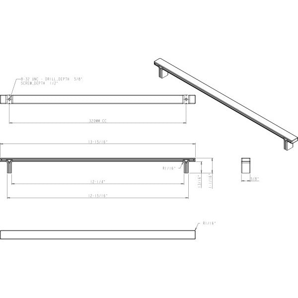 Jeffrey Alexander 320 mm Center-to-Center Brushed Oil Rubbed Bronze Square Anwick Cabinet Pull - 867-320DBAC