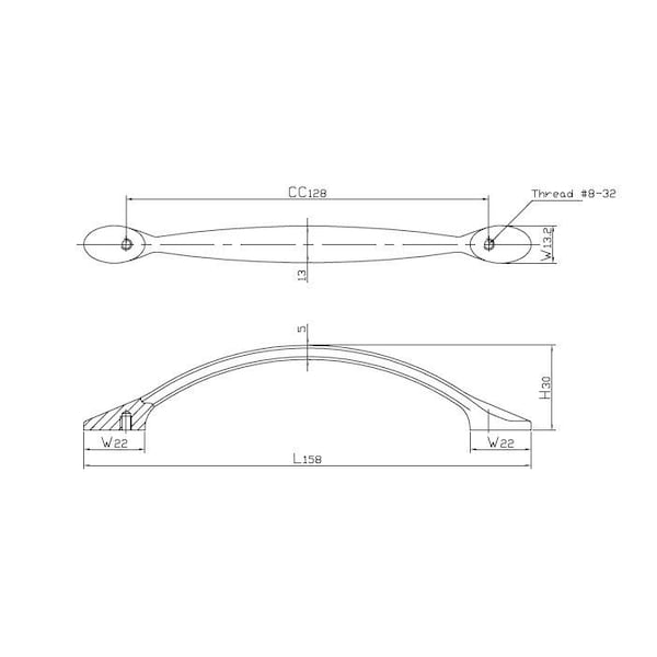 Richelieu 5-1/16 in. (128 mm) Center-to-Center Pewter Traditional Drawer Pull - BP7815142