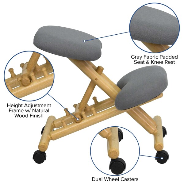 Flash Furniture Mobile Wood Kneeler Chair, Gray - WL-SB-101-GG