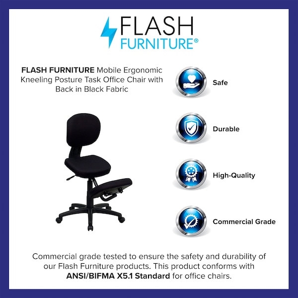 Flash Furniture Mobile Kneeler Posture, Black - WL-1430-GG