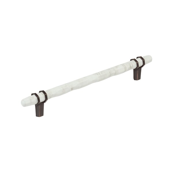 Amerock Carrione 8 inch 203mm Center-to-Center Marble White/Oil-Rubbed Bronze Cabinet Pull - BP36663MWORB