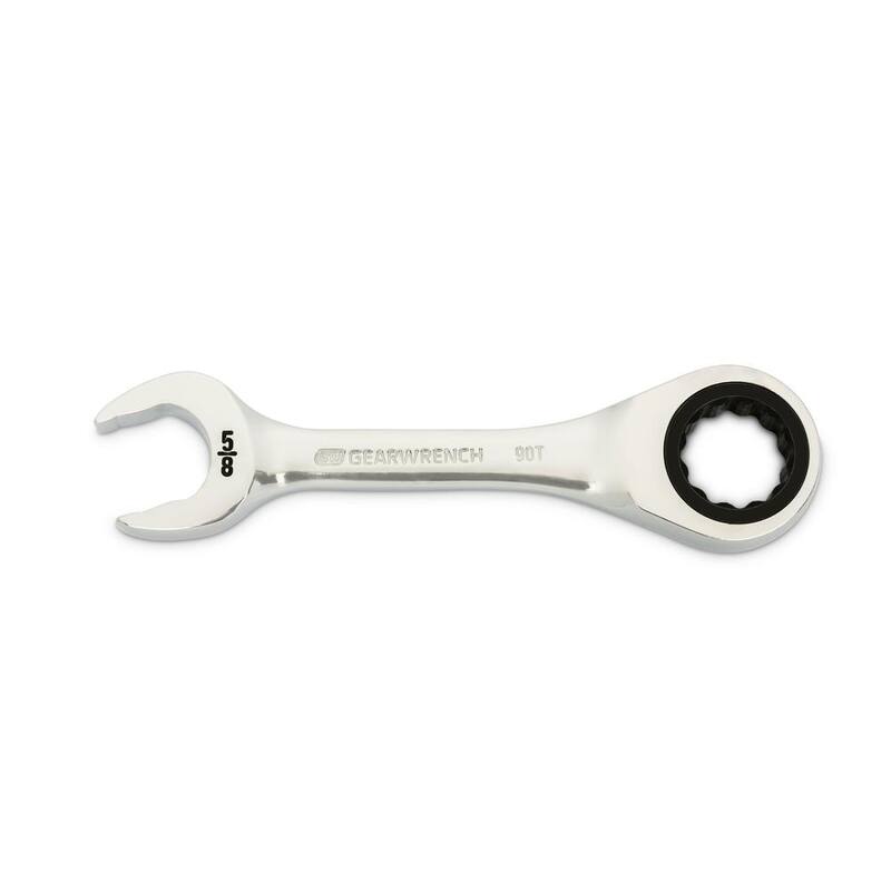 GEARWRENCH 5/8 in. 90-Tooth 12 Point Stubby Ratcheting Combination Wrench - 86855
