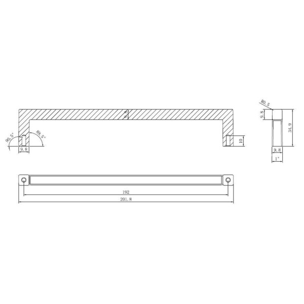 Richelieu Lambton Collection 7 9/16-inch (192 mm) Champagne Bronze Modern Rectangular Cabinet Pull - BP873192CHBRZ
