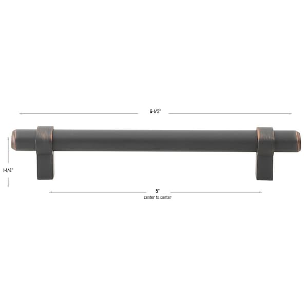 Gliderite Hardware 5-1/16 in. Center to Center Oil Rubbed Bronze Solid Steel Bar Pull - 4007-128-ORB, 10PK - 4007-128-ORB-10