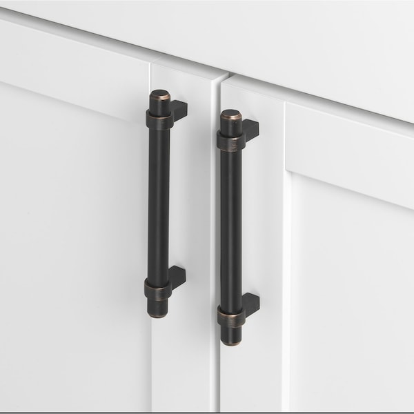 Gliderite Hardware 5-1/16 in. Center to Center Oil Rubbed Bronze Solid Steel Bar Pull - 4007-128-ORB, 25PK - 4007-128-ORB-25