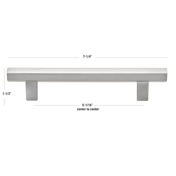 Gliderite Hardware 5-1/16 in. Center to Center Hexagon Bar Pull Satin Nickel, 25PK - 4791-128-SN-25