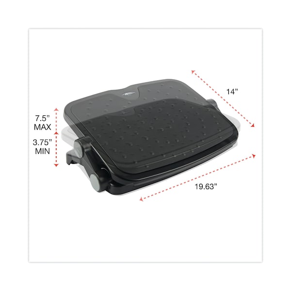 Alera Soft Cushioned Ergonomic Footrest, 14w x 19.63d x 3.75 to 7.5h, Black - ALEFS112
