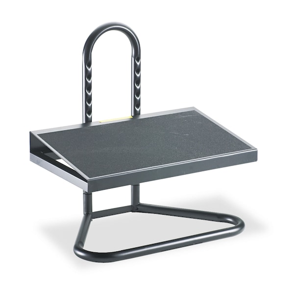 Safco Task Master Adjustable Height Footrest, 20w x 12d x 5 1/2h-15h, Black - 5124