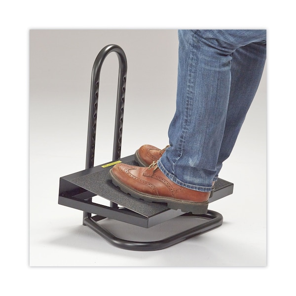 Safco Task Master Adjustable Height Footrest, 20w x 12d x 5 1/2h-15h, Black - 5124