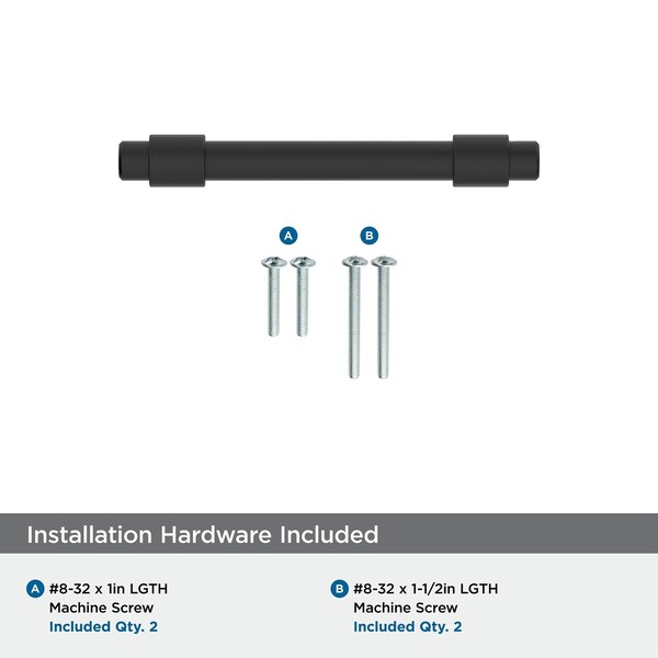 Amerock Destine 3 inch 76mm Center-to-Center Matte Black Cabinet Pull - BP37370FB