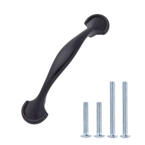 South Main Hardware 3 in. (76 mm) Flat Black Traditional Rounded-Foot Drawer Pull (10PK) - SH3050-FB-10