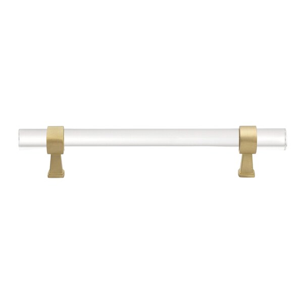 Gliderite Hardware 6-1/4 in. Center to Center Clear Acrylic Cabinet Pull Satin Gold, 25PK - 4718-160-SG-25