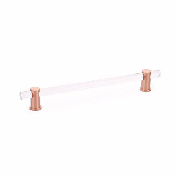 Schaub 8in Center to Center Lumiere Acrylic Cabinet Pull Brushed Rose Gold Finish - 408-BRG