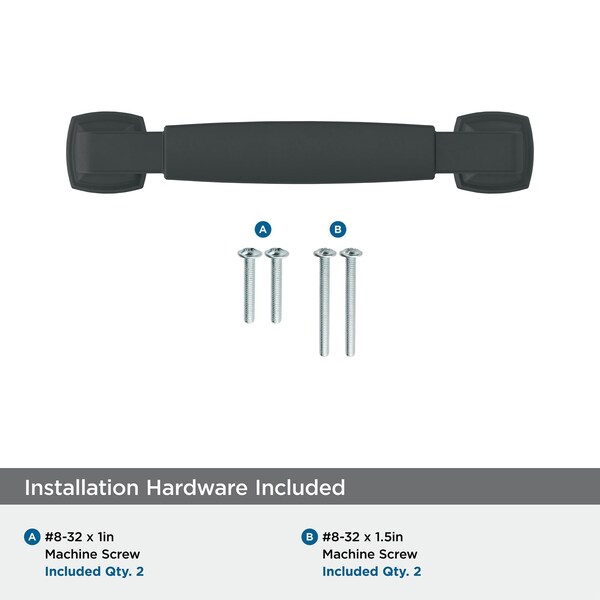 Amerock Stature 3-3/4 in 96 mm Center-to-Center Matte Black Cabinet Pull - BP36887FB