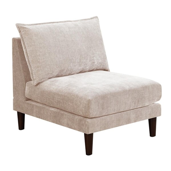 Benjara 33 in. Rio Lumbar Cushion Fabric Modular Armless Sofa Chair, Beige - BM284323