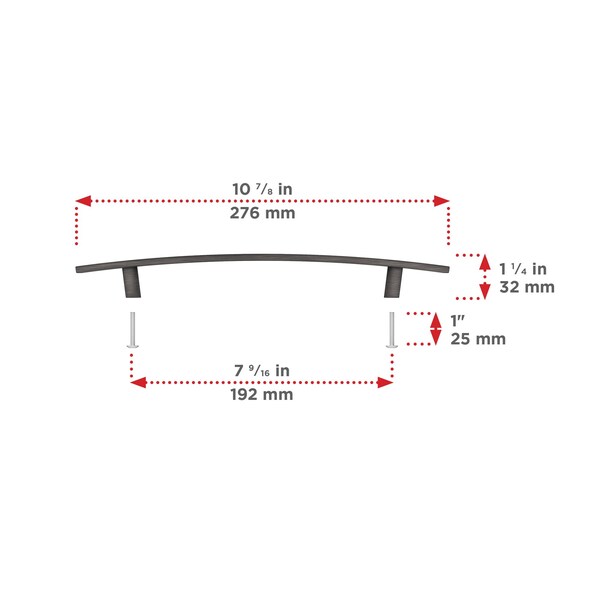 Richelieu Padova Collection 7 9/16-inch (192 mm) Antique Nickel Transitional Rectangular Cabinet Bar Pull - BP650192143