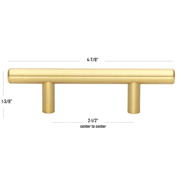Gliderite Hardware 2-1/2 in. Center to Center Satin Gold Solid Steel Bar Pull - 5007-64-SG, 5PK - 5007-64-SG-5