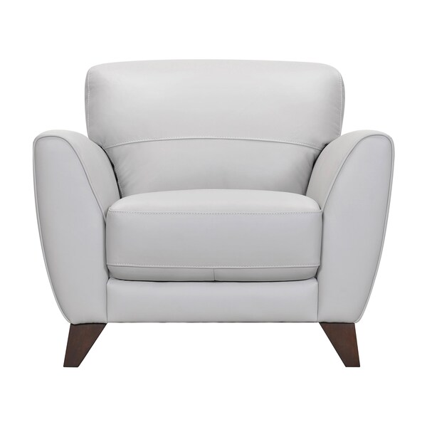 Armen Living Jedd Contemporary Chair in Genuine Dove Gray Leather with Brown Wood Legs - LCJD1DV