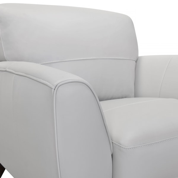 Armen Living Jedd Contemporary Chair in Genuine Dove Gray Leather with Brown Wood Legs - LCJD1DV