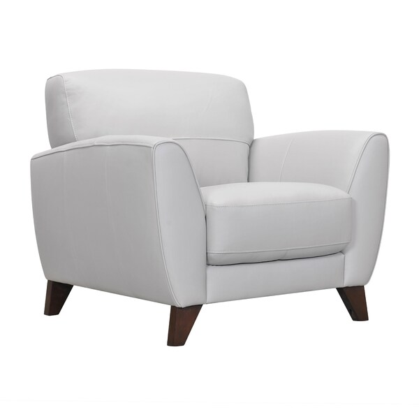 Armen Living Jedd Contemporary Chair in Genuine Dove Gray Leather with Brown Wood Legs - LCJD1DV