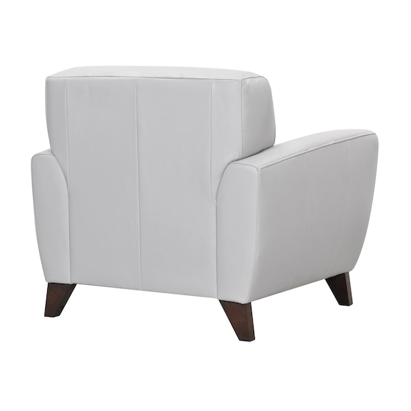 Armen Living Jedd Contemporary Chair in Genuine Dove Gray Leather with Brown Wood Legs - LCJD1DV