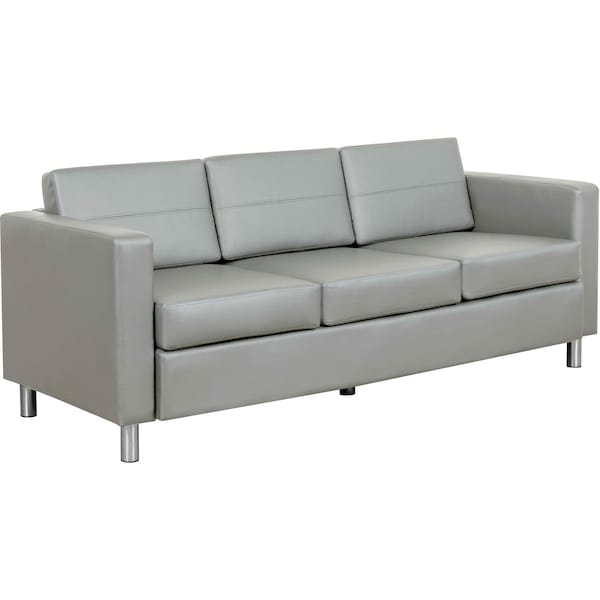 Interion By Global Industrial Interion Antimicrobial Upholstered Leather Sofa, Gray - 695737GY-AM