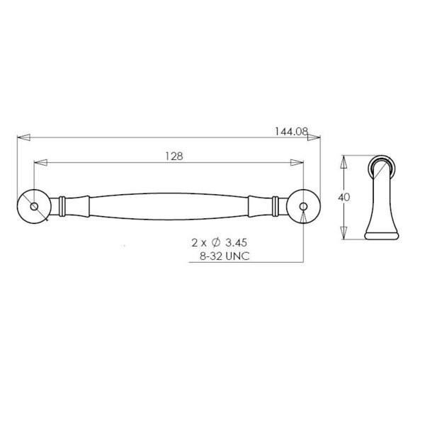 Richelieu 5-1/16 in. (128 mm) Center-to-Center Brushed Nickel Traditional Drawer Pull - BP790128195