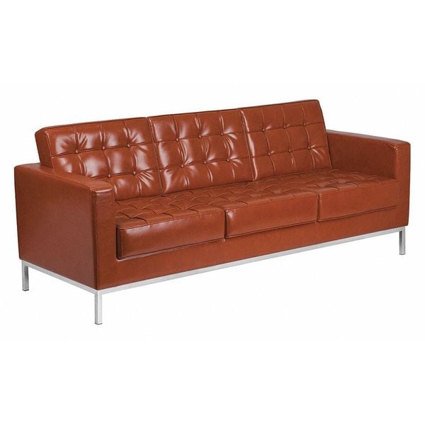 Flash Furniture Cognac Leather Sofa, Lacey Series, 31" x 32" - ZB-LACEY-831-2-SOFA-COG-GG