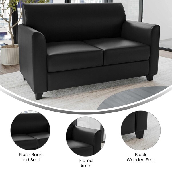 Flash Furniture Loveseat, 29" x 32-1/4", Upholstery Color: Black - BT-827-2-BK-GG