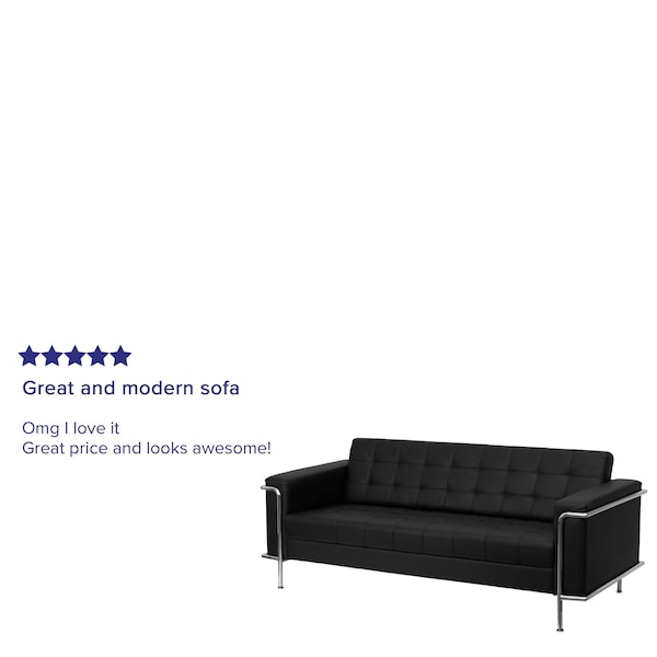 Flash Furniture Sofa, 33" x 31-1/2", Upholstery Color: Black - ZB-LESLEY-8090-SOFA-BK-GG