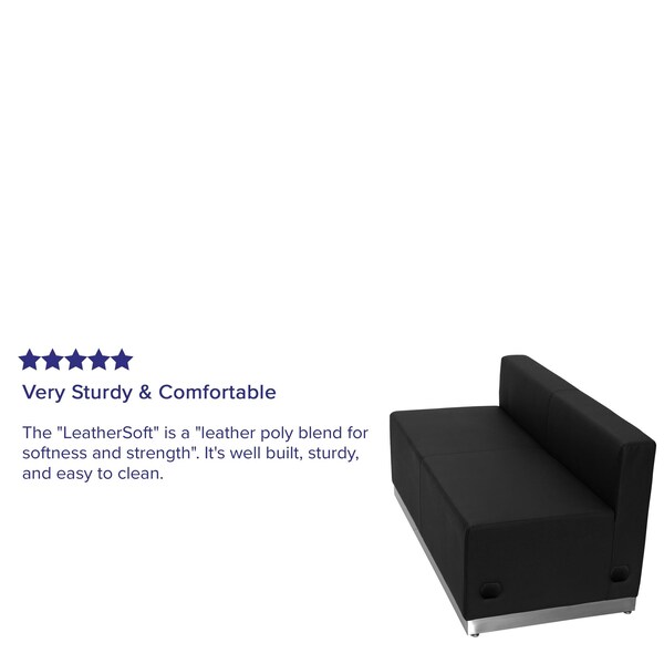 Flash Furniture Loveseat, 25-1/4" x 27", Upholstery Color: Black - ZB-803-LS-BK-GG