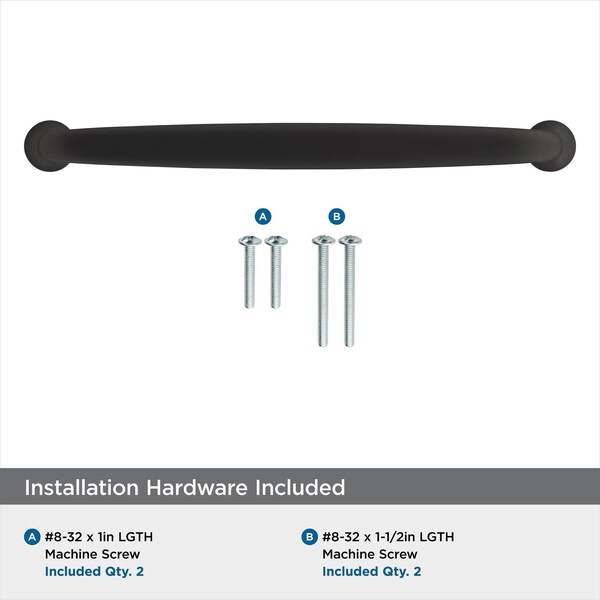 Amerock Renown 6-5/16 in 160 mm Center-to-Center Matte Black Cabinet Pull - BP36796FB