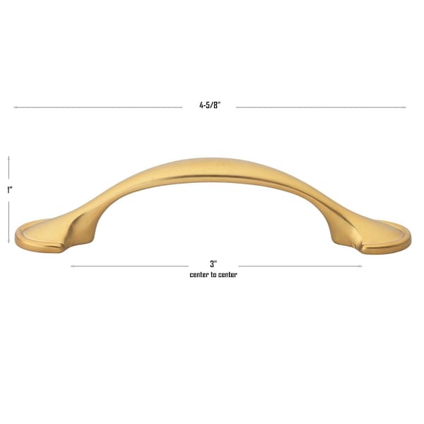 Gliderite Hardware 3 in. Center to Center Brass Gold Arch Pull, 5PK - 83167-BG-5