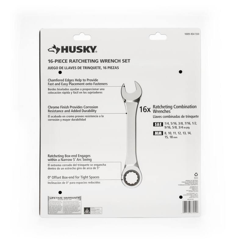 Husky SAE and Metric Ratcheting Wrench Set (16-Piece) - HRW16PCSM