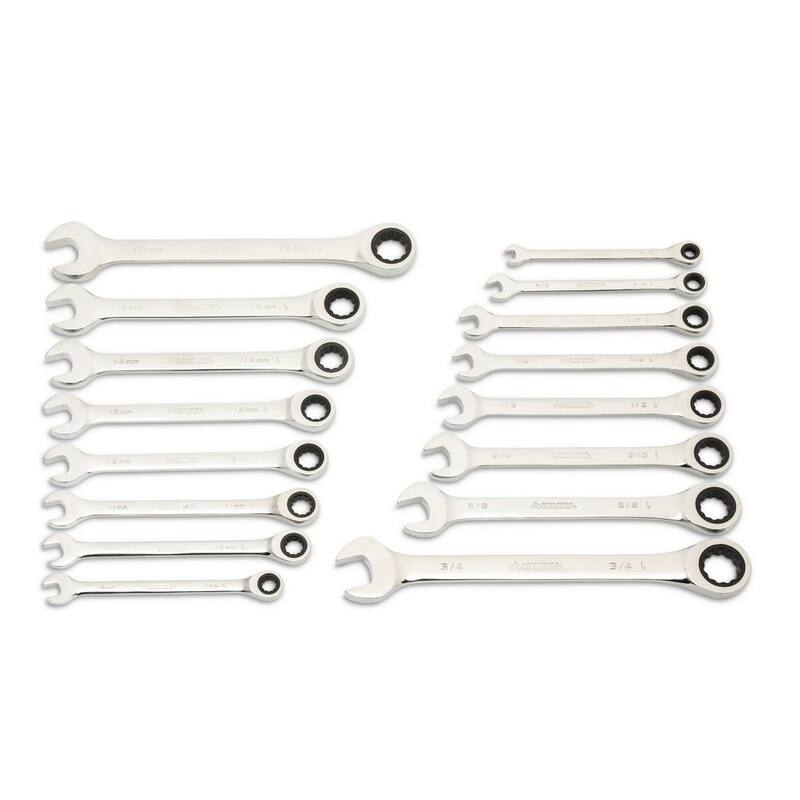 Husky SAE and Metric Ratcheting Wrench Set (16-Piece) - HRW16PCSM