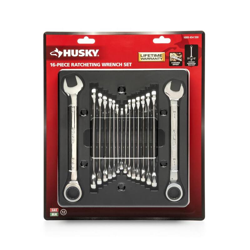 Husky SAE and Metric Ratcheting Wrench Set (16-Piece) - HRW16PCSM