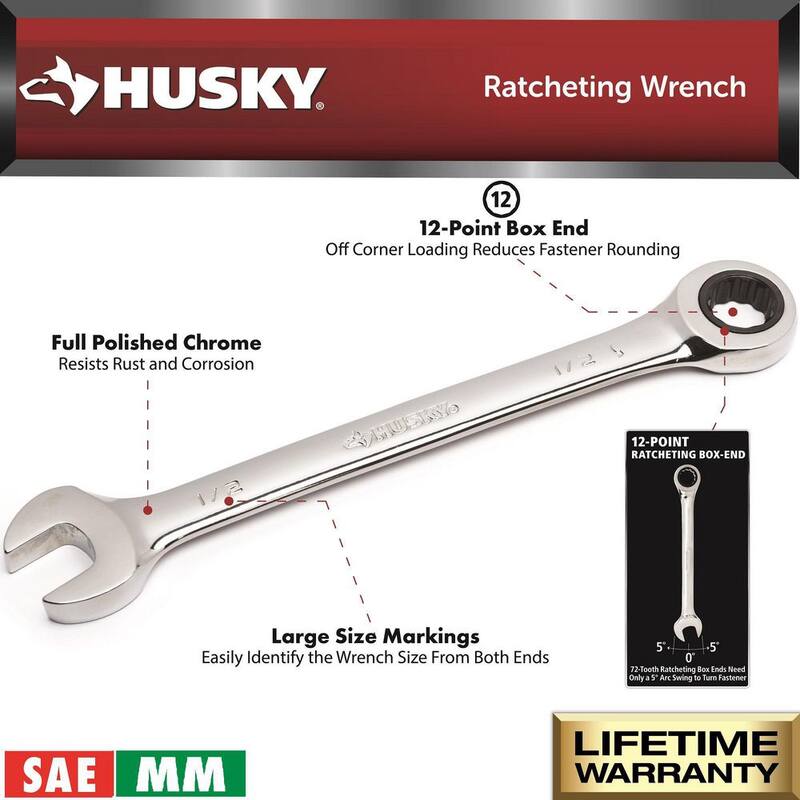 Husky SAE and Metric Ratcheting Wrench Set (16-Piece) - HRW16PCSM