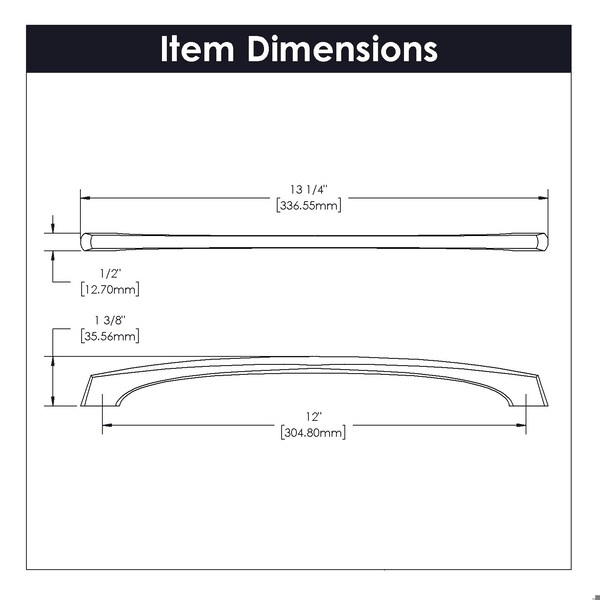 Hickory Hardware Greenwich Collection Pull 12 Inch Center to Center Matte Black Finish - P3374-MB