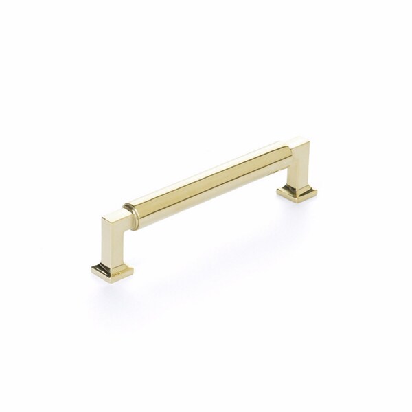 Schaub 5in Center to Center Haniburton Cabinet Pull Unlacquered Brass Finish - 475-UNBR
