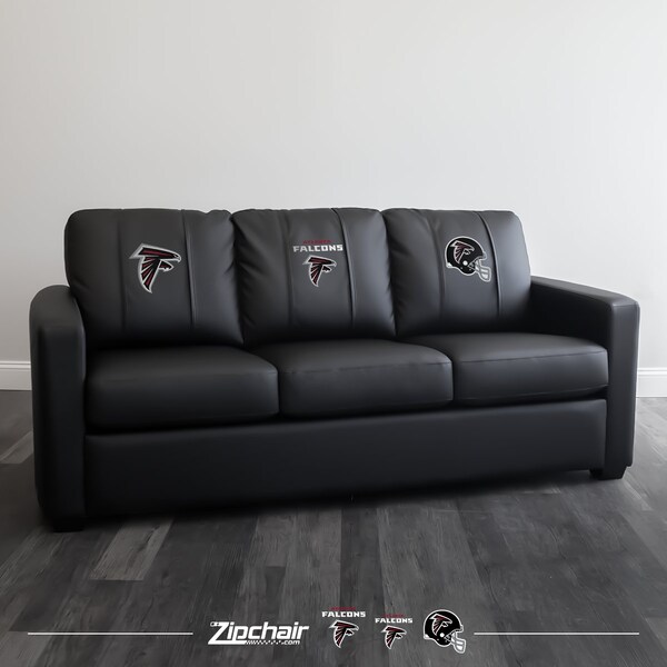 Dreamseat Silver Sofa with Atlanta Falcons Primary Logo - XZ7759001SOCDBK-PSNFL20005