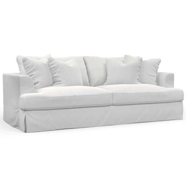 Sunset Trading 94 in. Newport Slipcovered Recessed Fin Arm Sofa White - SY-130000-391081