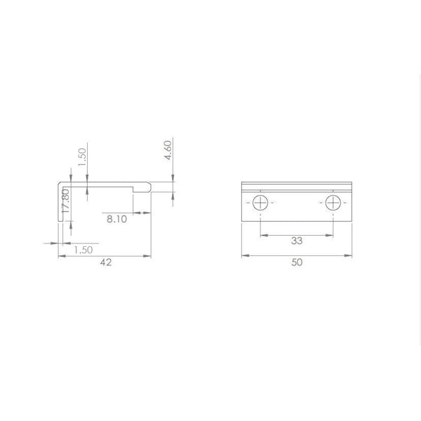 Richelieu 1-5/16 in. (33 mm) Center-to-Center Stainless Steel Contemporary Edge Pull - BP989833170