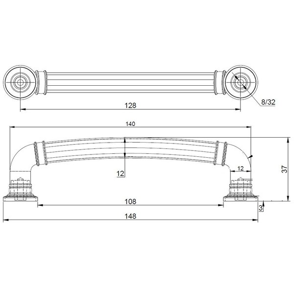 Richelieu 5 1/16 in (128 mm) Center-to-Center Chrome Traditional Drawer Pull - BP8818128140
