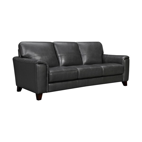 Armen Living Bergen 87" Pewter Genuine Leather Square Arm Sofa - LCBE3PW