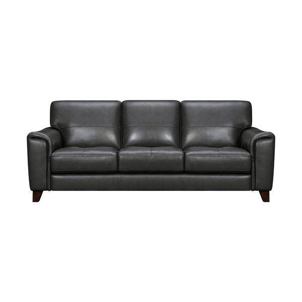 Armen Living Bergen 87" Pewter Genuine Leather Square Arm Sofa - LCBE3PW